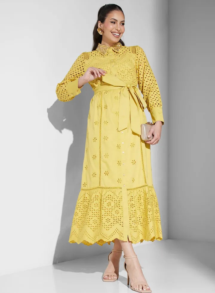 Embellished Belted Dress