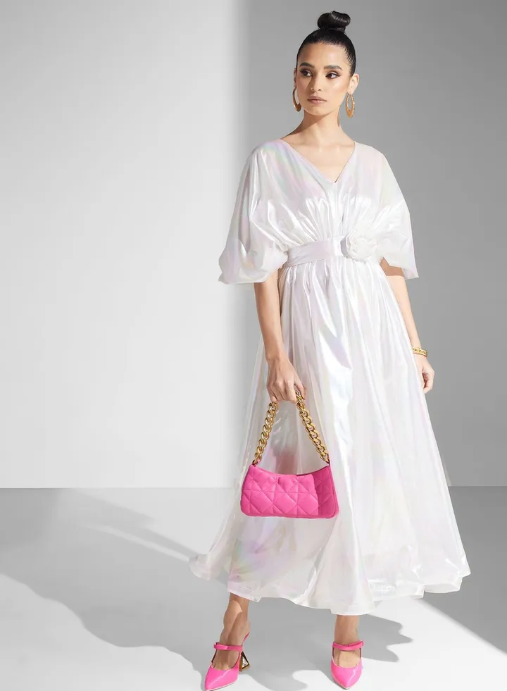 Kimono Tie Detail Tiered Dress