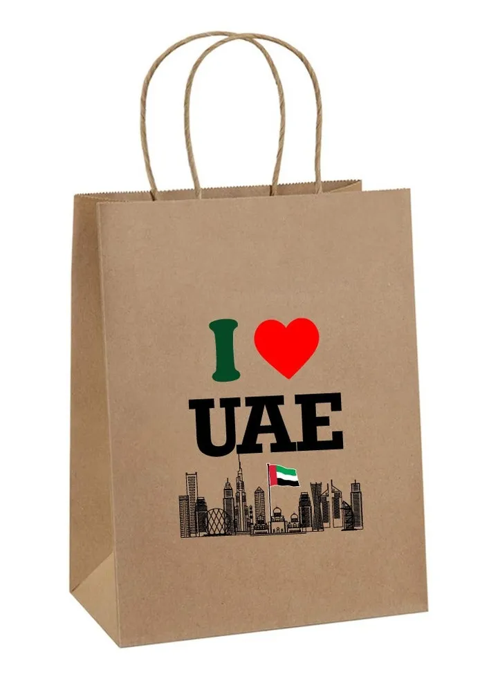UAE National Day Celebration 12 Pcs of Kraft Bag With Handles Bulk Gift Bags Shopping Bags for Recycled Large Brown Paper Bags