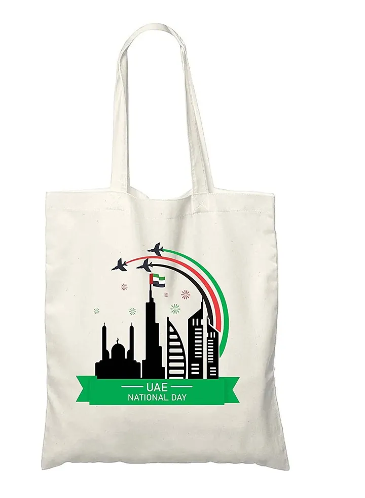 Cotton Gift Bags as gift bags or giveaway bags printed in UAE for celebration of National day (Design 1)