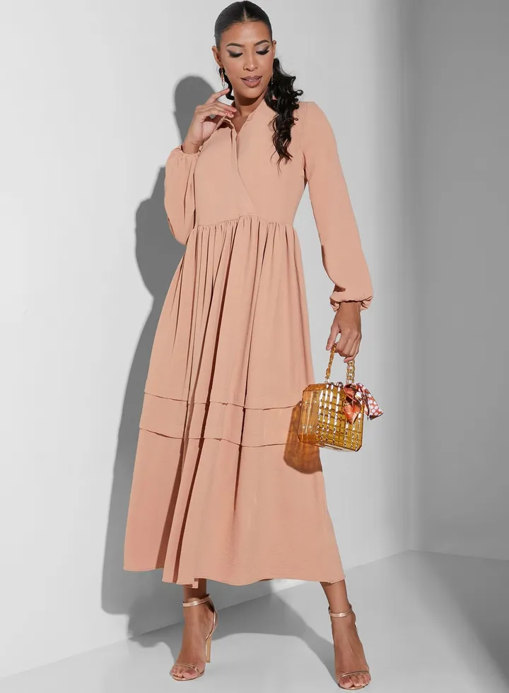 Balloon Sleeve Surplice Dress