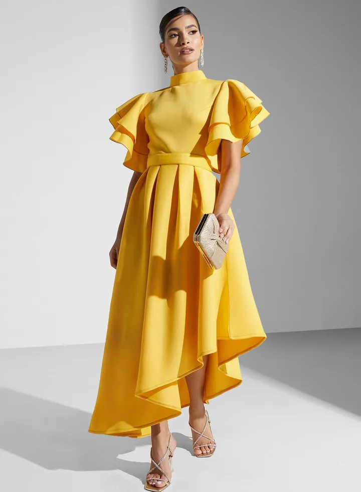 Mock Neck Belted Dress