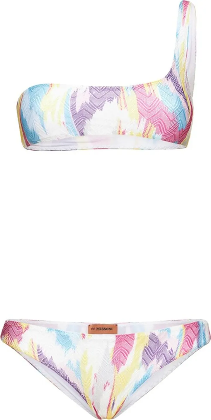 Printed one shoulder bikini set