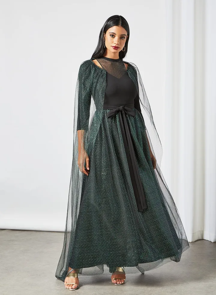 Long Lace Gown Dress Black