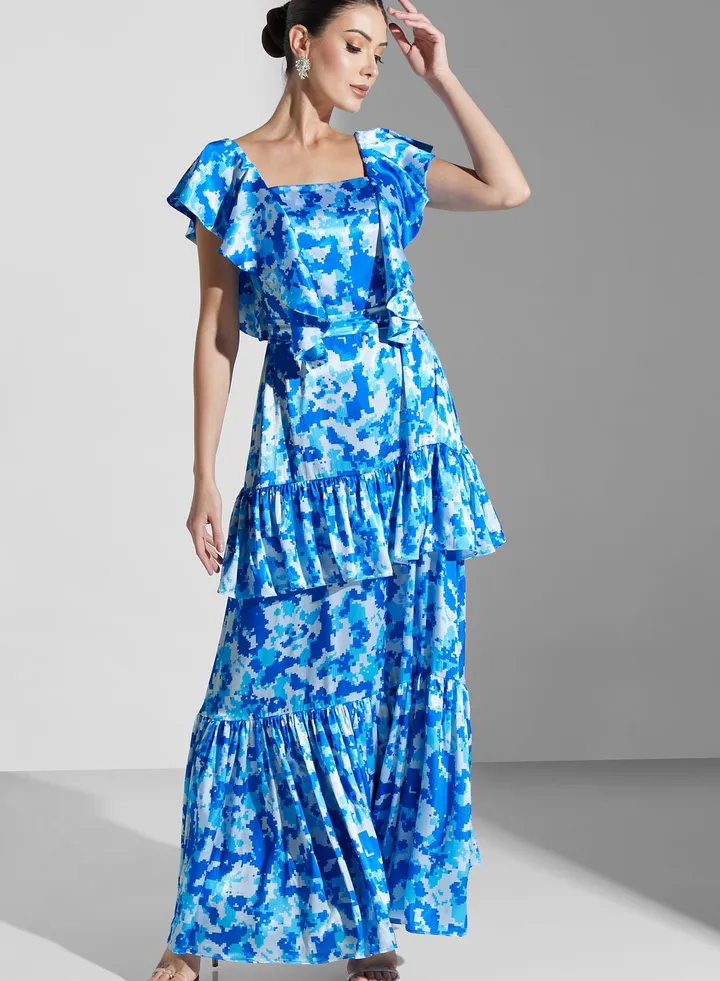 Frill Sleeve Ruffle Dress