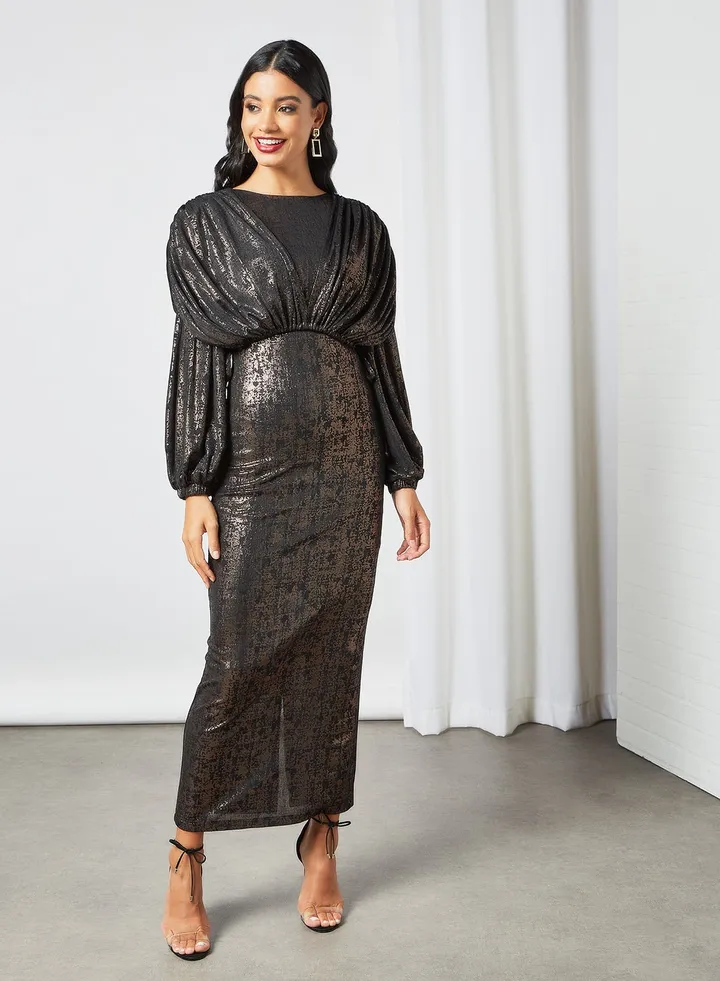 Body Draped Bardot Dress Black
