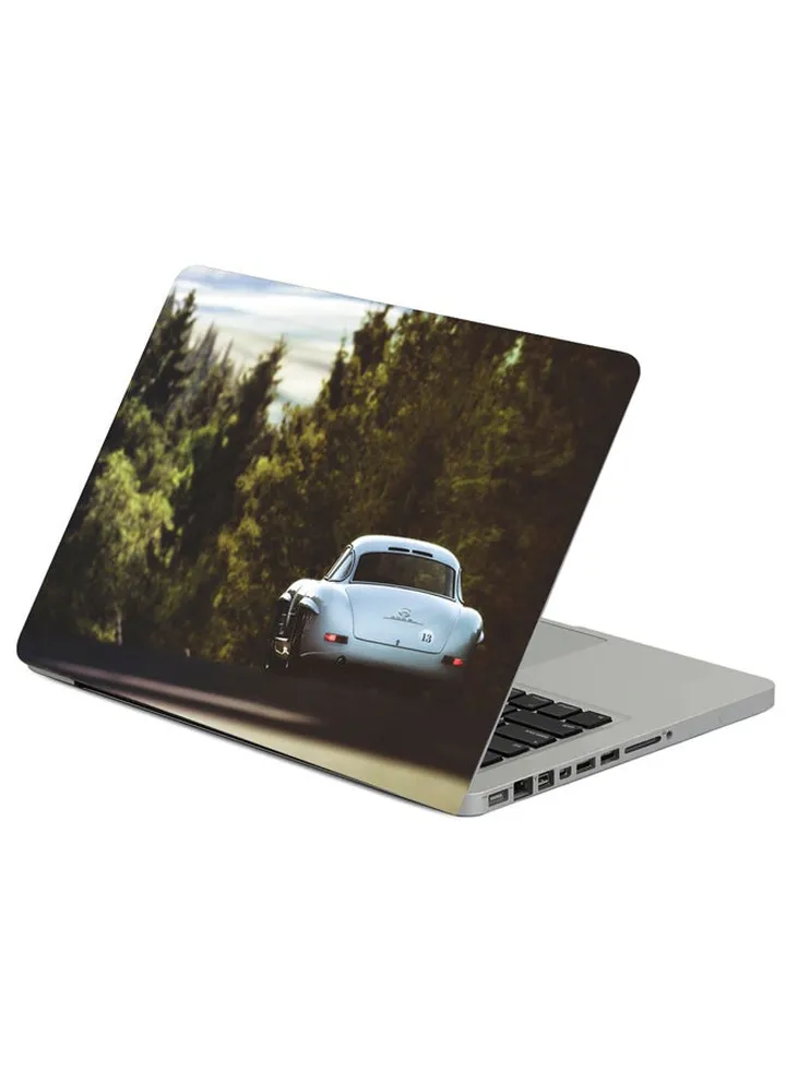 Mercedes Rear View Silver Printed Laptop Sleeve Multicolor