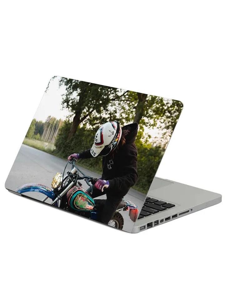 Moped Bike Motorcyclist Printed Laptop Sleeve Multicolour