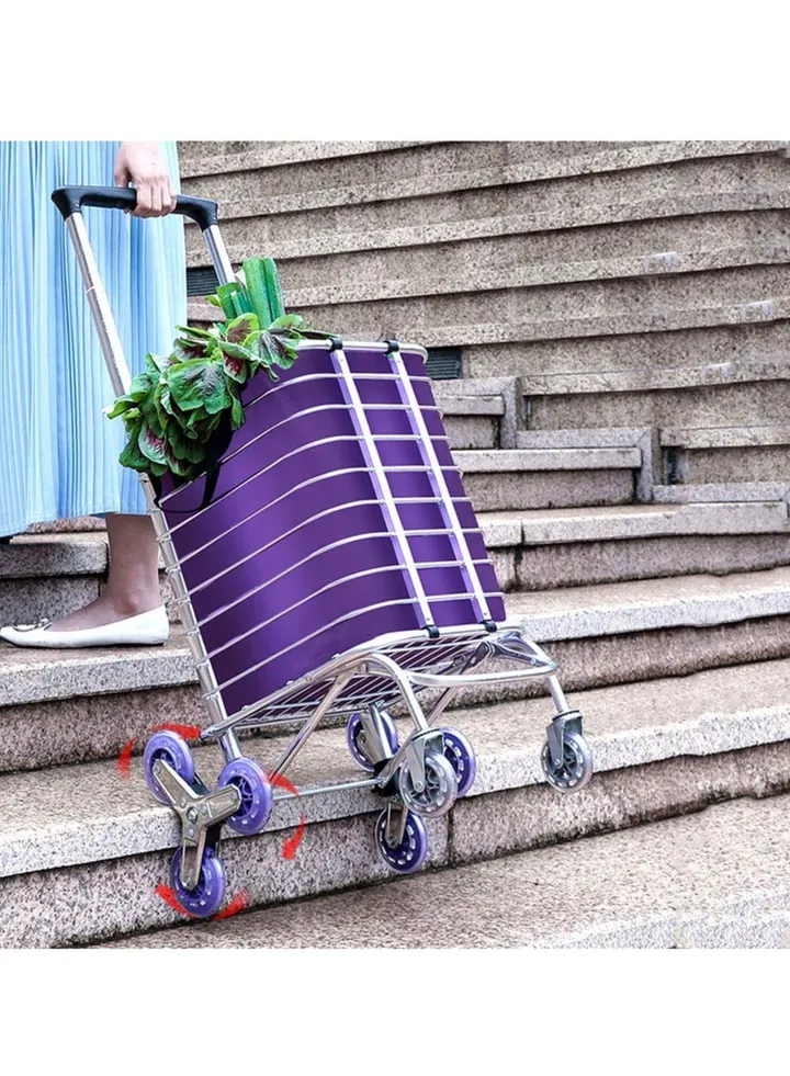 COOLBABY Shopping Carts Grocery Carts Family Carts With Cover Oxford Cloth Bags Triangle Wheel For Parents Old People Out Shopping Purple