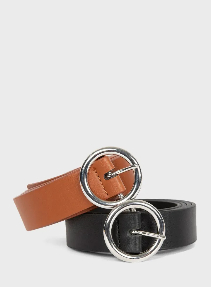 Round Buckle Belt Set