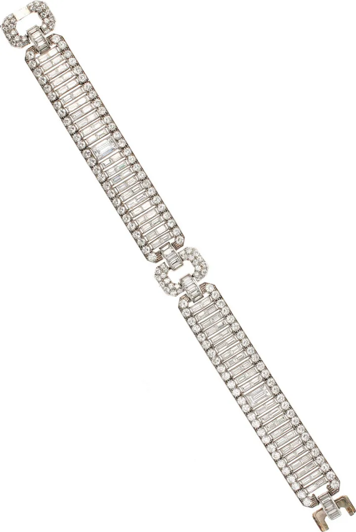 Women's Deco Wide 20 Carat Diamond Bracelet