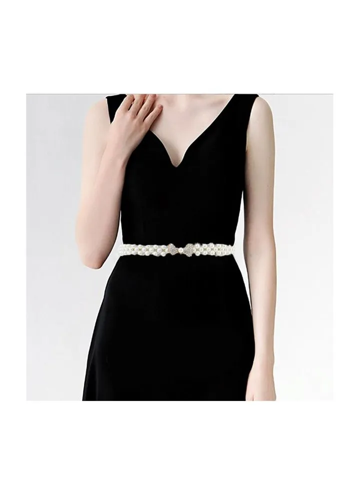 High Quality Pearl Belt Elastic Pearl Belt for Women Rhinestone Crystal Sashes Wedding Bridal Belt Dress Girl Waist Chain