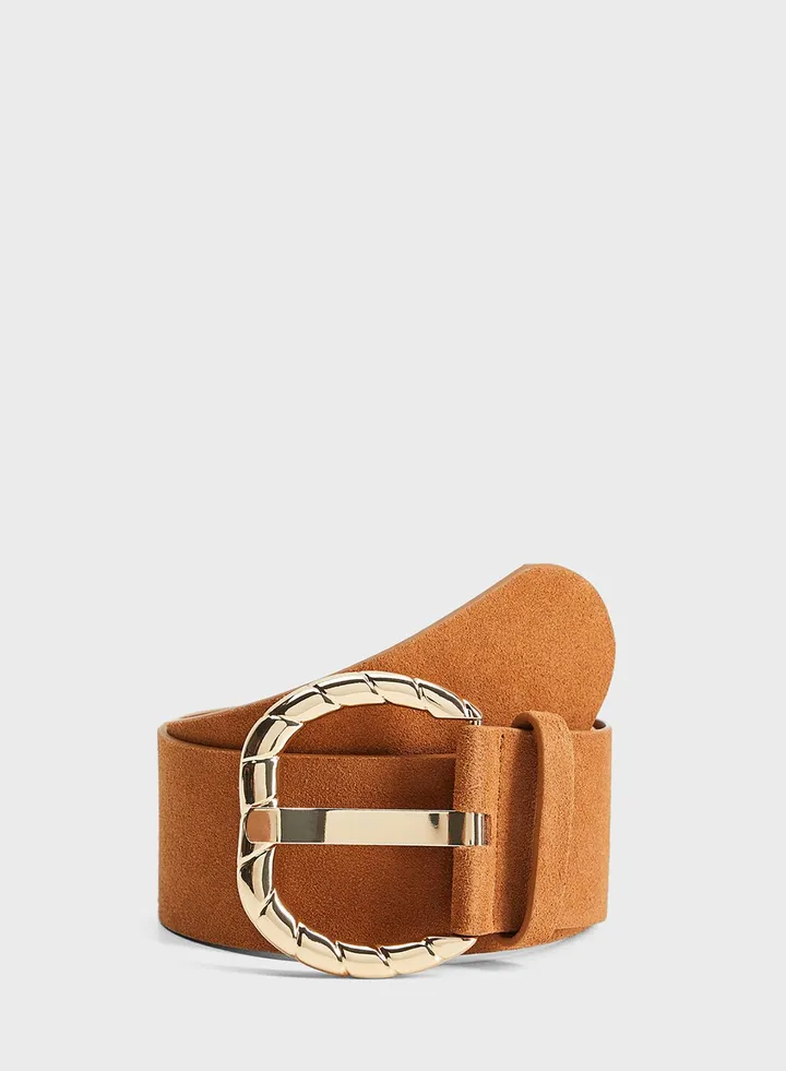 Embossed Design Tongue Buckle Belt
