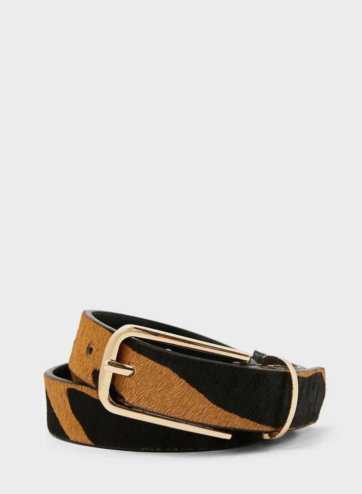Animal Print Leather Belt