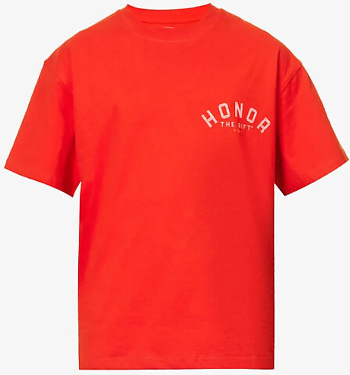 Mens Bone Sharecropper Graphic-print Cotton-jersey T-shirt