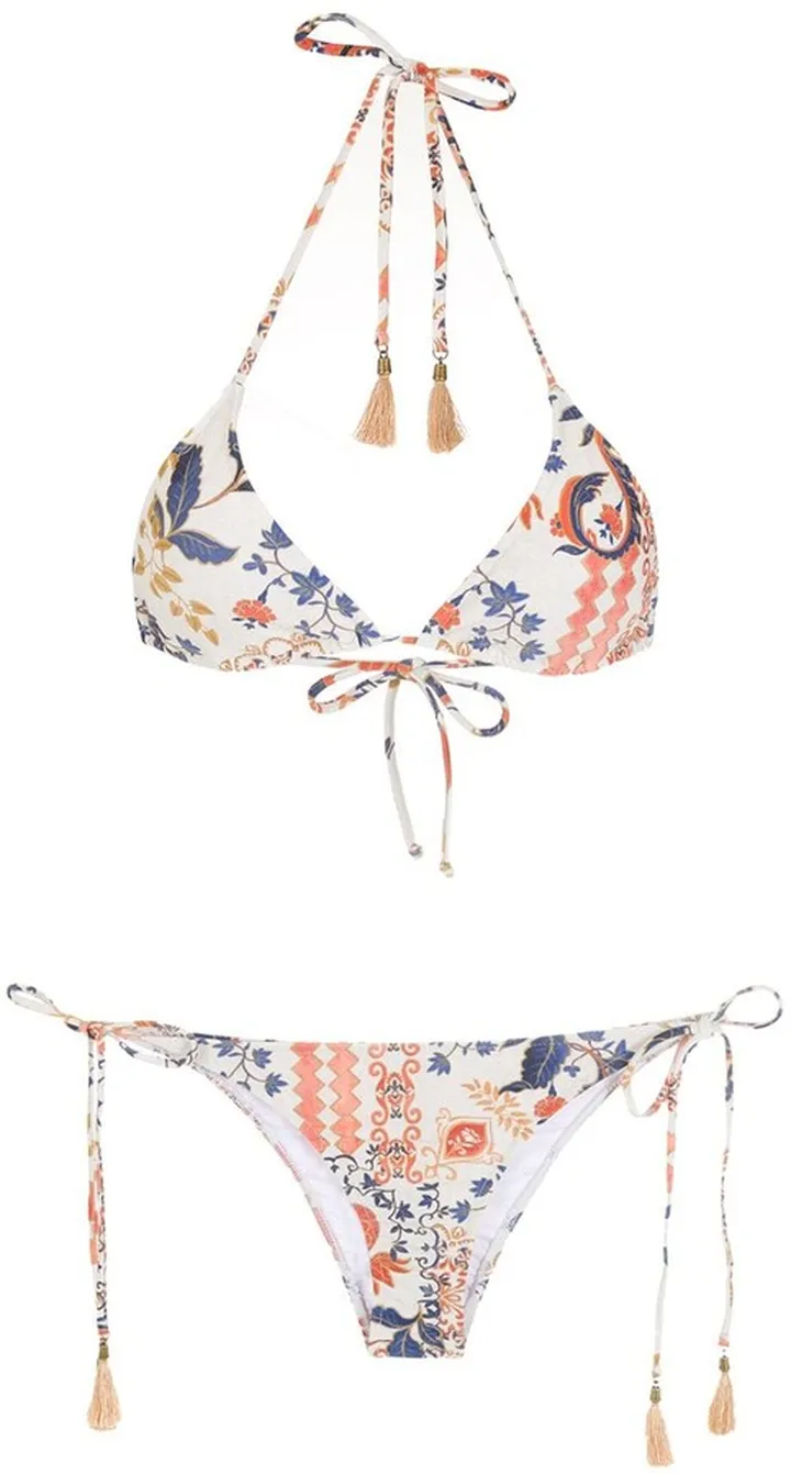 Maya printed tassel-detail bikini