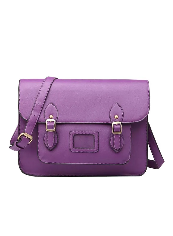 Briefcase Design Crossbody Bag Purple