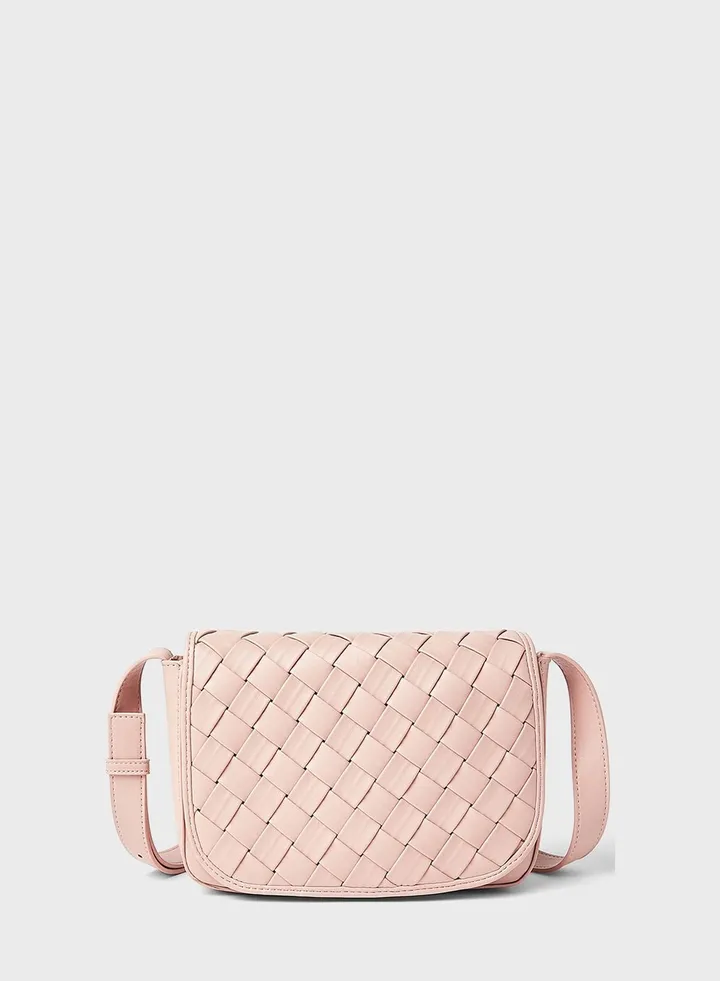 Woven Crossbody Bag Misty Rose