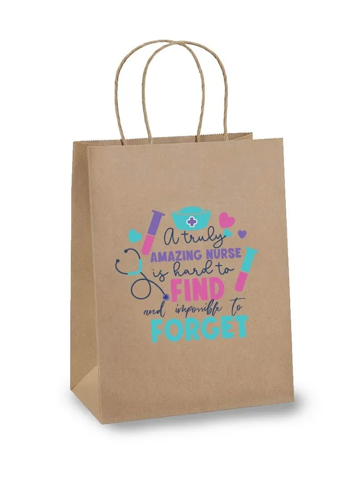 Pack of 10 Nurse Day Kraft Brown Paper Bags With Twisted Paper Handle Eco-Friendly Bags - Perfect for International Nurses Day and Nurses Week Gifts