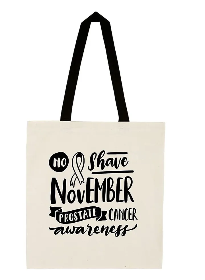 Movember Cotton Jute Bag with black handle bag for Movember, Mobro, No Shave, Mens Health Awareness for fundraising awareness campaigns (Design 9)