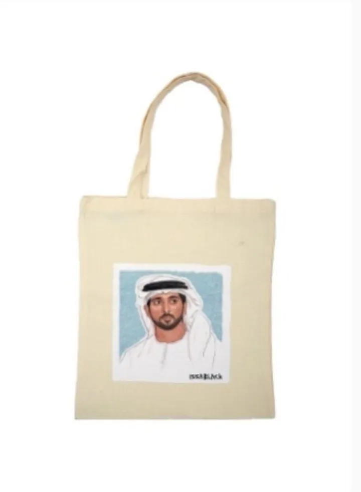 Cotton Illustration design Tote Bag Sheikh Hamdan 15" X 16" Tote Bag/Shopping/Shoulder Bag
