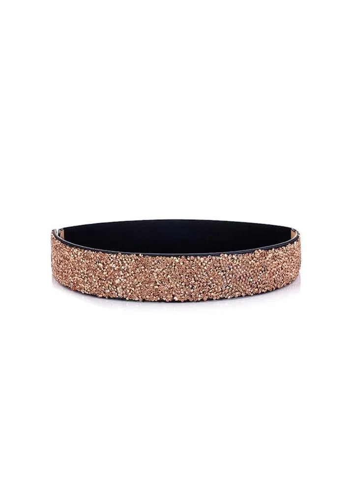 Women's Stretchy Dress Belts Sparkle Bling Rhinestone Shiny Party Belt Elastic Waist Belt