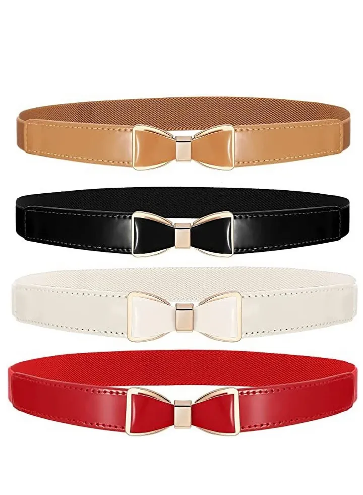 4pcs Women's Skinny Belt Bow Fashion Dress Belts