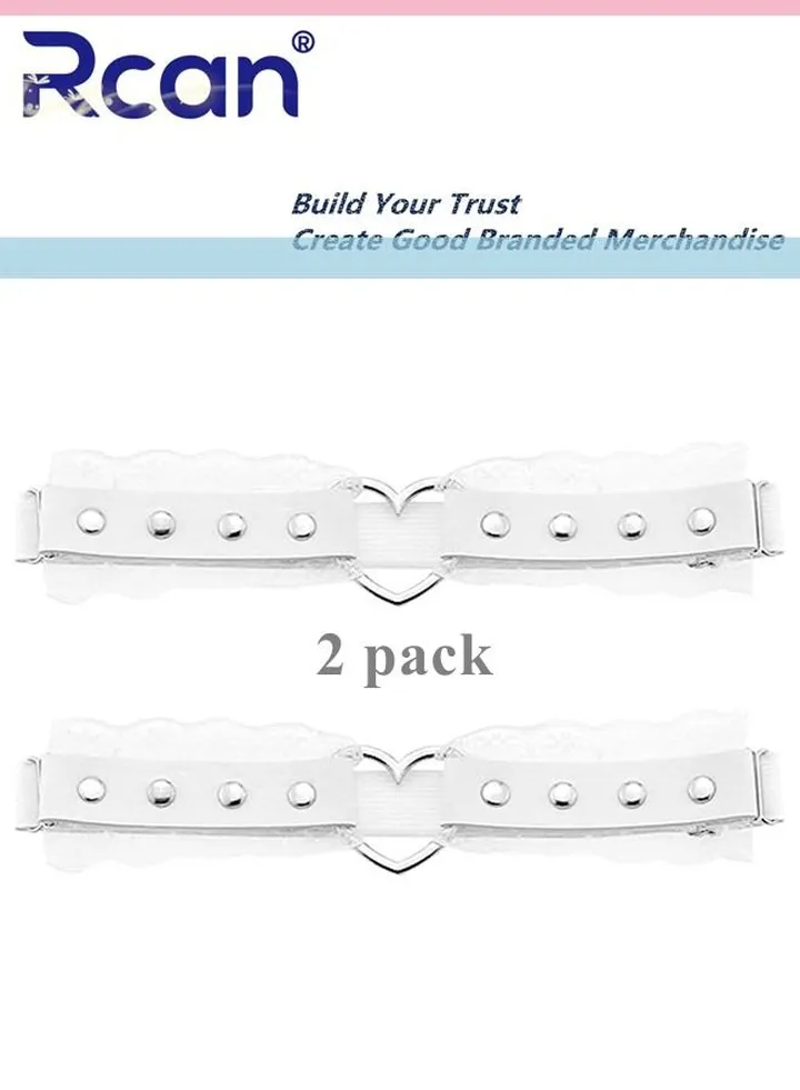 2 Pack Leather Garter Non Slip Adjustable Fashion Leg Accessories Metal Hollow Leg Rings For Girls and Ladies