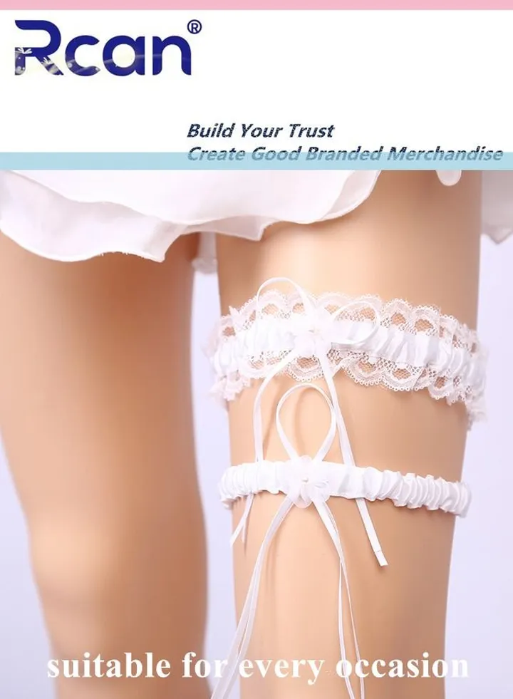 2 Pack Lace Garter Bows Wedding Bridal Garter Fashion Leg Accessories Leg Rings for Girls and Women