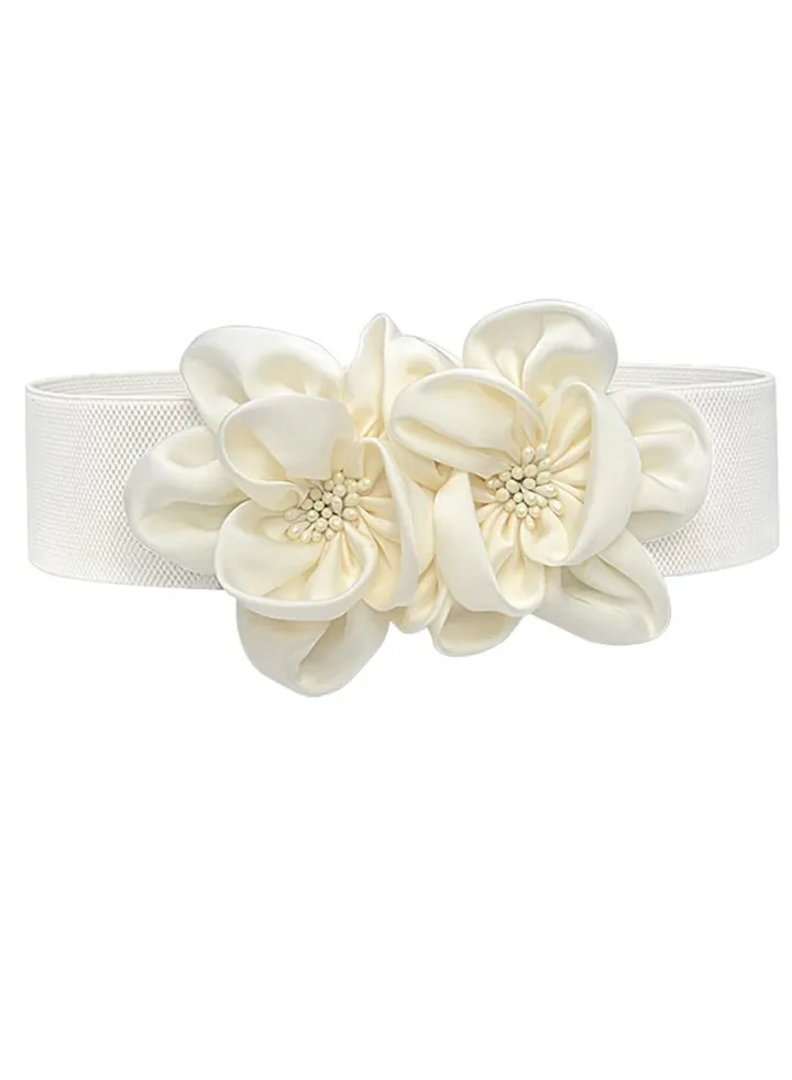 Women's Wide Belt Stretchy Chunky, Big Flower Cinch Belts, Fashion Style Belt for Women, for Dresse Dress Belts Elastic Wide Leaf Waist Belt Waistband