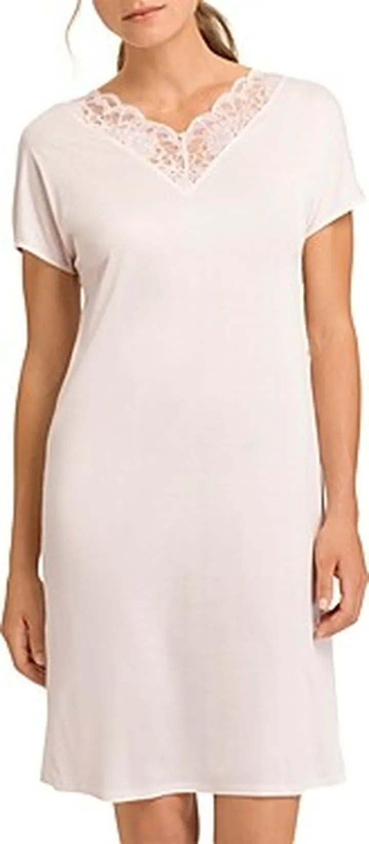 Hanro Mae Lace Trim Short Sleeve Nightgown