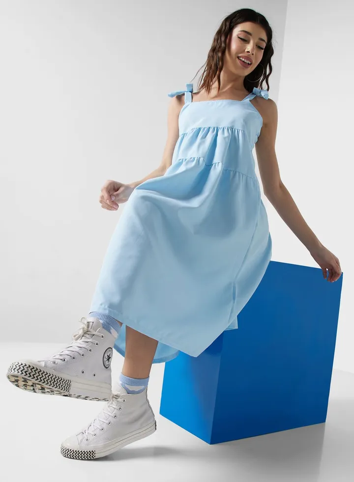 Dress With Tie Shoulder Strap