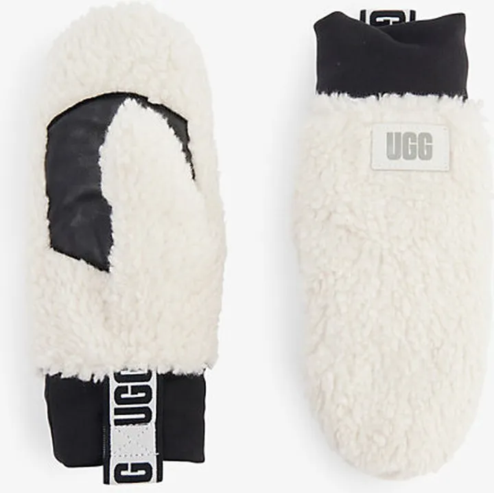 Ugg Womens Nimbus Sherpa Logo-embroidered Woven Mittens