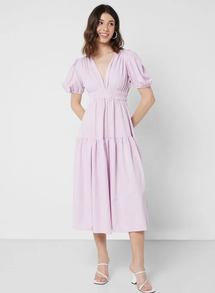Puff Sleeve Tiered Dress