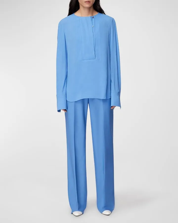 Panelled Bib-Front Blouse