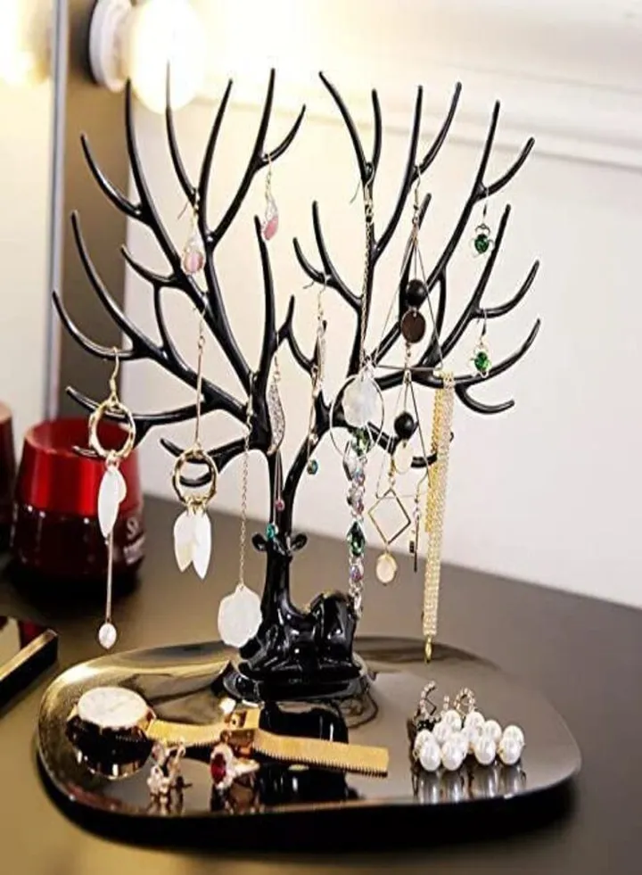 Deer Horn Tree Design Jewelry Rack -jewelry Organizer - Black