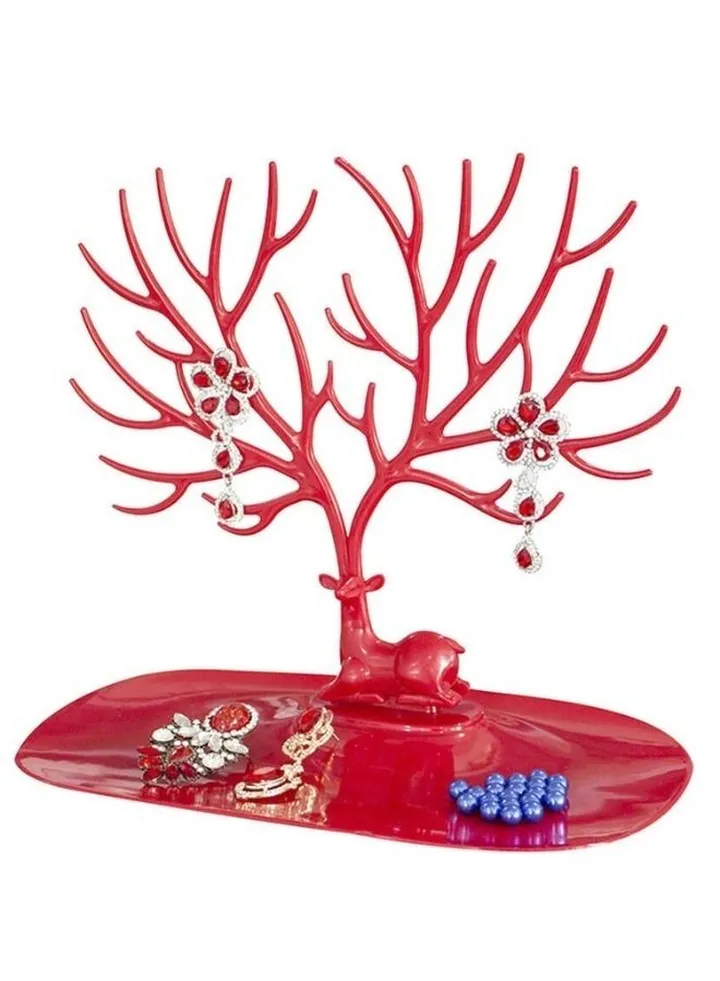 Deer Horn Tree Design Jewelry Rack -jewelry Organizer - Red