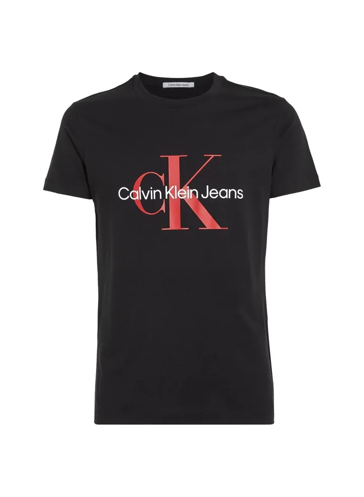 Men's Core Monogram Slim T-shirt, Cotton, Black/ Red