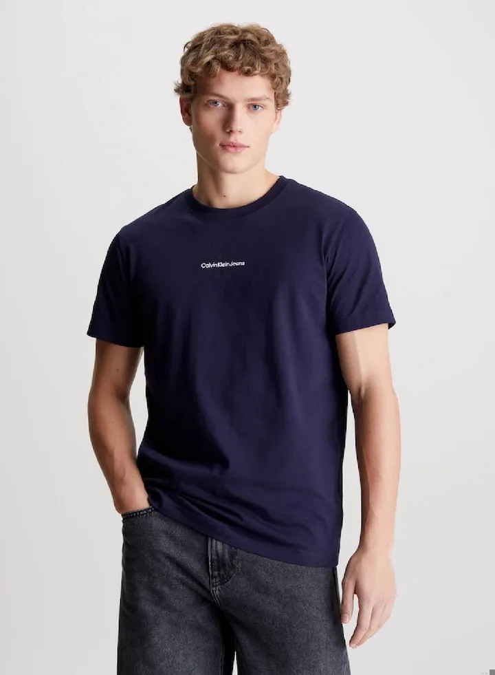 Men's Cotton Monogram T-Shirt - cotton jersey, Blue