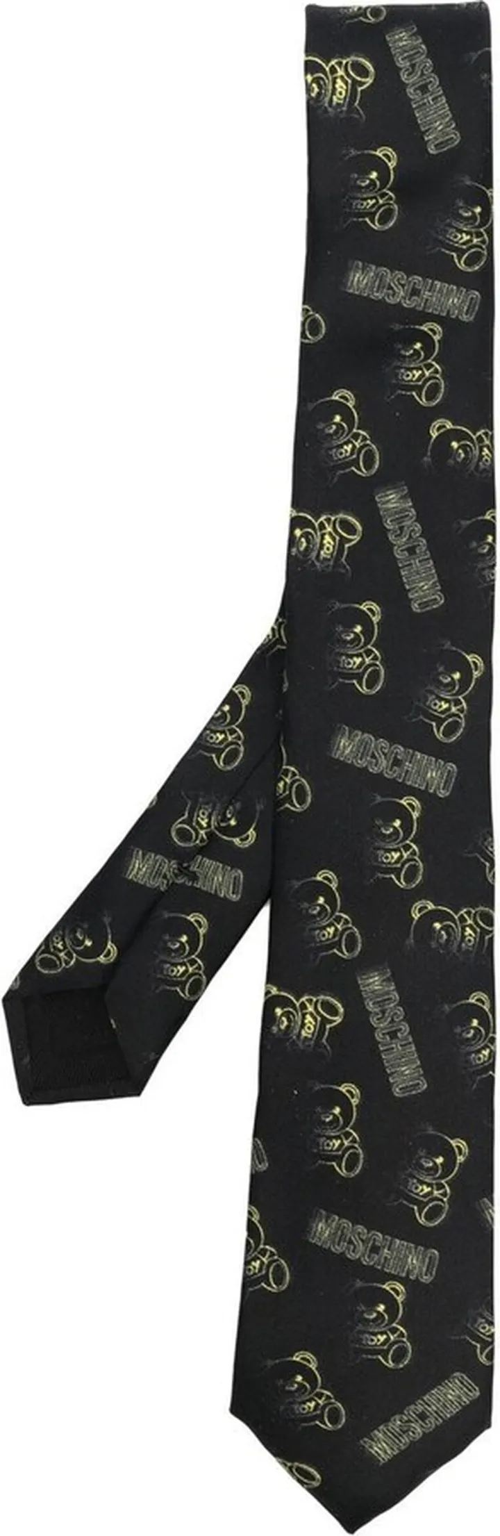Teddy Bear-print silk tie