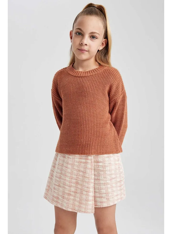 Girl Regular Fit Crew Neck Long Sleeve Tricot Pullover