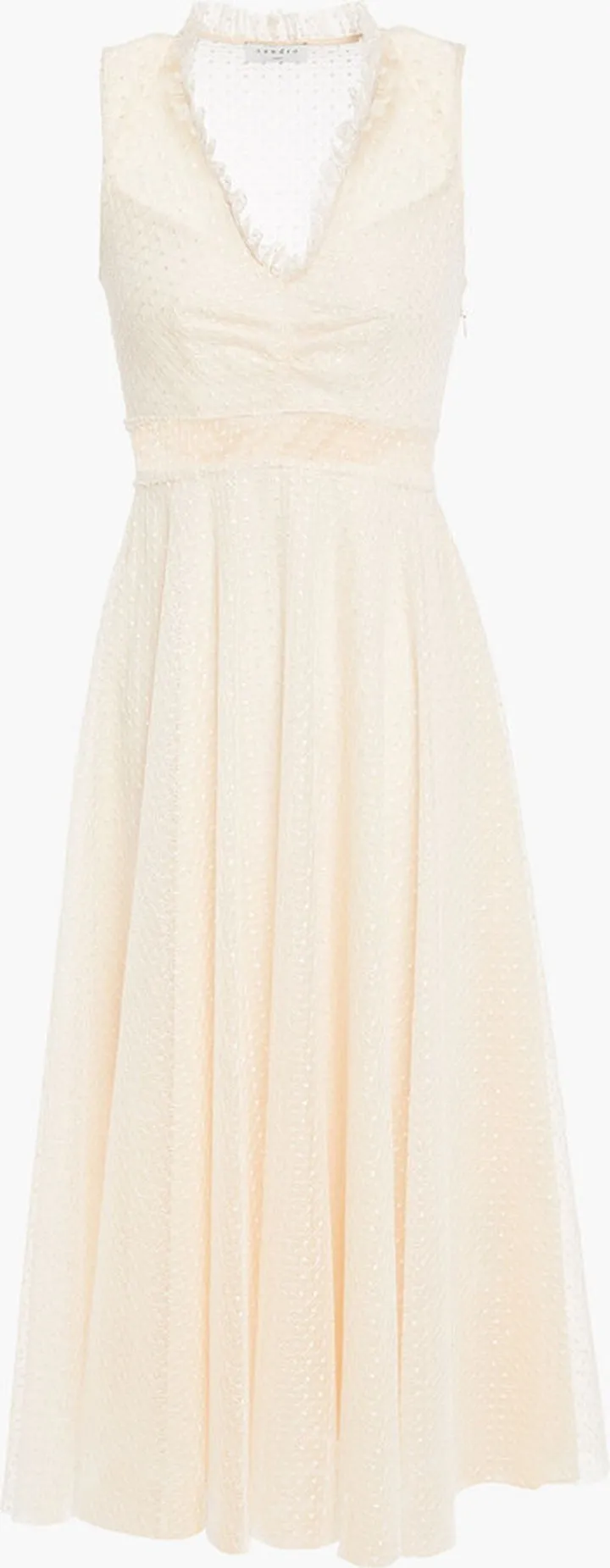 Cassy ruffle-trimmed embroidered tulle midi dress