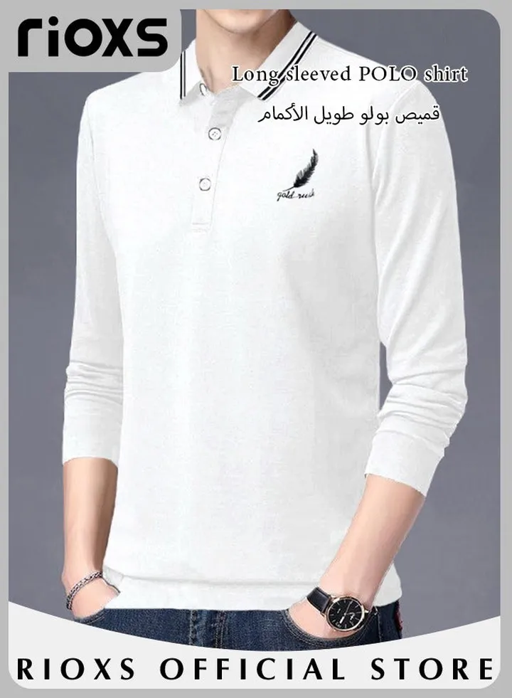Men's Basic Slim Long Sleeve Polo Shirt Basic T-Shirt Casual Stand Collar Top
