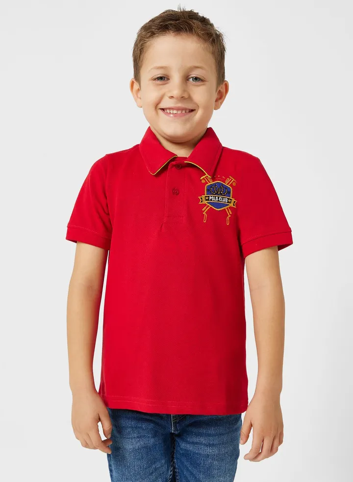 Boys Logo Printed Polo Shirt