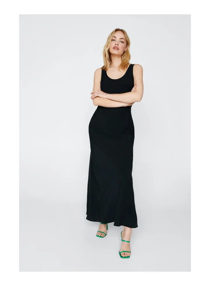 Premium Fabric Scoop Neck Bias Dress