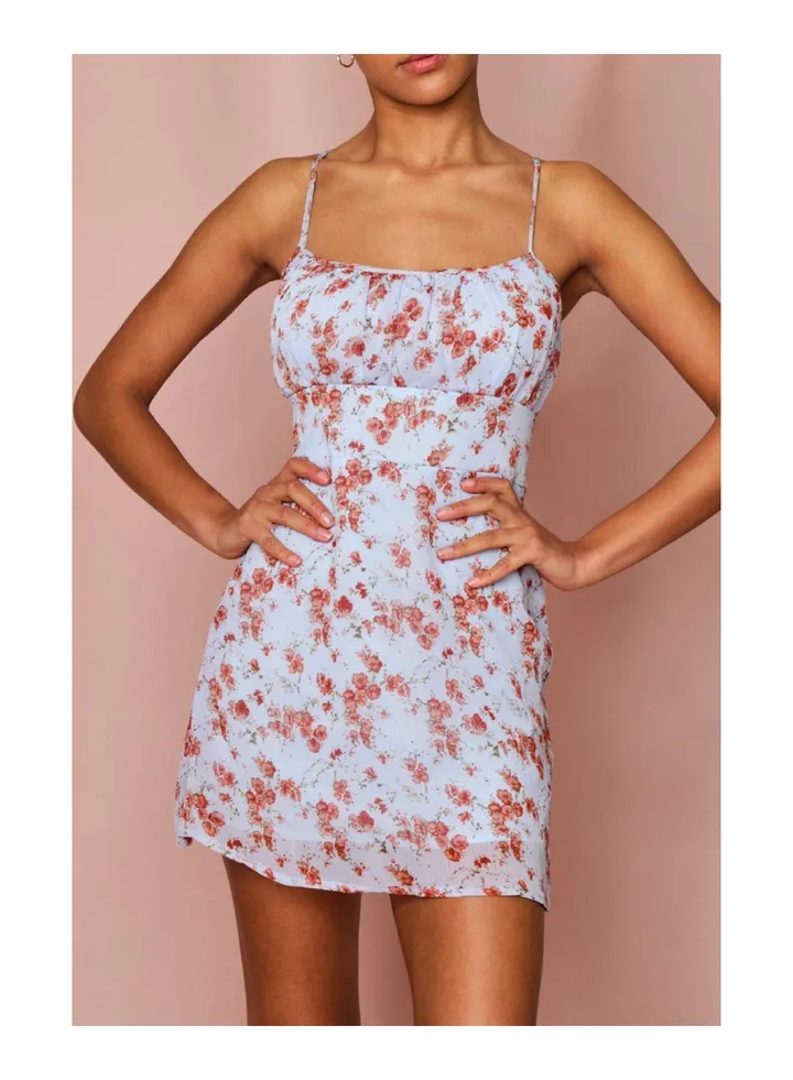 Floral Scoop Neck Ruched Top Cami Dress