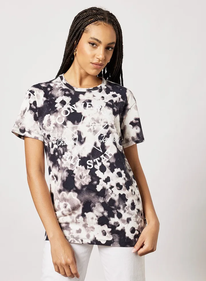 Washed Floral Patch T-Shirt