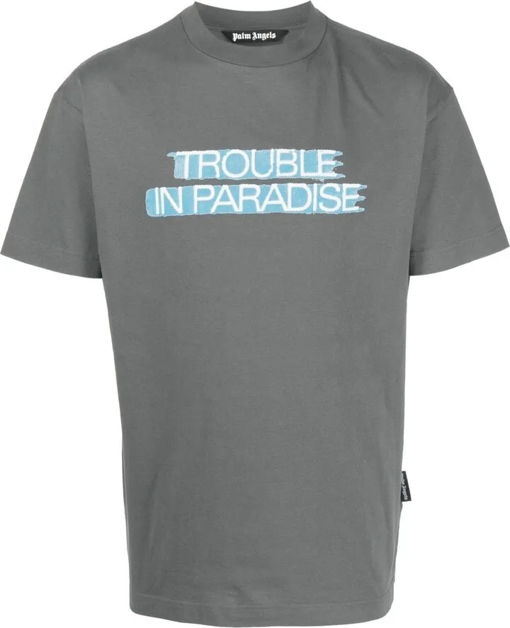 slogan-print short-sleeve T-shirt