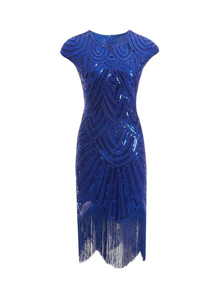 Vintage Sleeveless Dress Blue