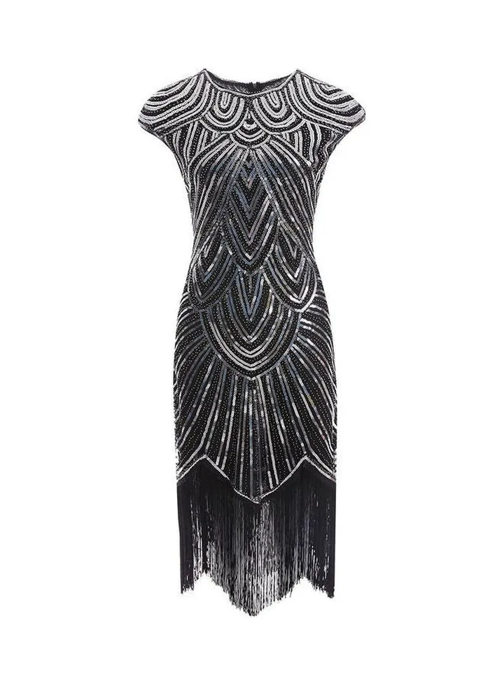 Vintage Sleeveless Dress Silver/Black